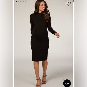 Black Mock Neck Fitted Maternity Dress